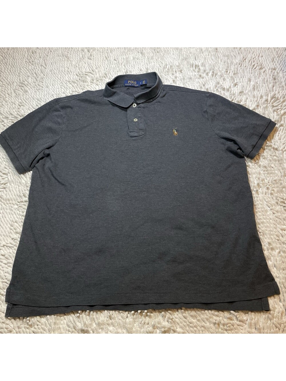 Polo Ralph Lauren Pima Cotton Polo Shirt Mens L Black Flesh Pony *READ*